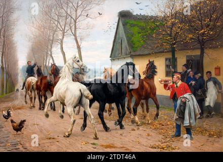 Eine Reihe von Pferden vor einem Gasthaus - Otto Bache, 1878 Stockfoto