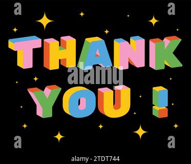 Vielen Dank 3D Flat Typografie Vektor Illustration Stock Vektor