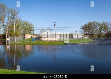 Überschwemmungen entlang des Mississippi River. Stockfoto