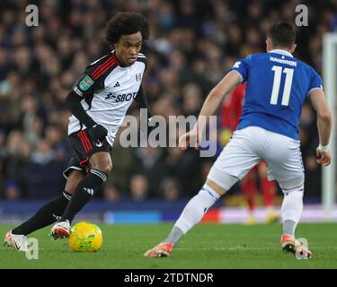 Liverpool, Großbritannien. Dezember 2023. Willian of Fulham im Carabao Cup Quarter Final Match Everton gegen Fulham im Goodison Park, Liverpool, Vereinigtes Königreich, 19. Dezember 2023 (Foto: Mark Cosgrove/News Images) in Liverpool, Vereinigtes Königreich am 19. Dezember 2023. (Foto: Mark Cosgrove/News Images/SIPA USA) Credit: SIPA USA/Alamy Live News Stockfoto