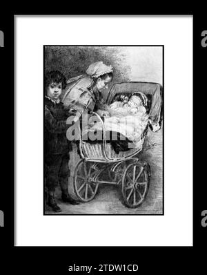 La Sortie de bebe. Marcellin Desboutin (Französisch, Cйrilly 1823-1902 Nizza) Datum: 1878. Drypoint; zweiter Zustand von zwei. Blatt: 18 11/16 Ч 13 7/8 Zoll (47,4 Stockfoto