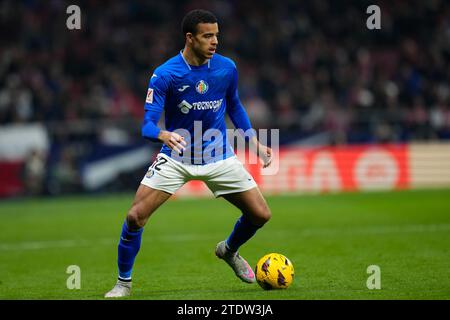 Madrid, Spanien. Dezember 2023. Mason Greenwood von Getafe CF spielte am 19. Dezember im Civitas Metropolitano Stadion in Madrid, Spanien, während des La-Liga-Spiels zwischen Atletico de Madrid und Getafe CF. (Foto: Cesar Cebolla/PRESSINPHOTO) Credit: PRESSINPHOTO SPORTS AGENCY/Alamy Live News Stockfoto