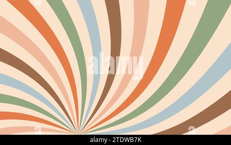 Grooviger Hintergrund. Muster y2k. Retro-Twist-Textur. Trippy Circle Wave (Dreikreiswelle) Vintage Sonnenstrahlen in Pastellfarbe für Designdruck. Hippie-Wirbel. Gewellter 70er-Style Stock Vektor
