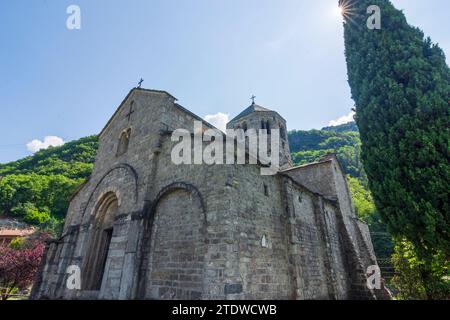 Capo di Ponte: Abtei Monastero di San Salvatore, romanische Architektur in Brescia, Lombardei, Italien Stockfoto