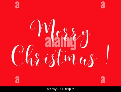 Frohe Weihnachten – Karte, Poster, Illustration, Banner, Hintergrund in leuchtender rot-weißer Schrift Stockfoto