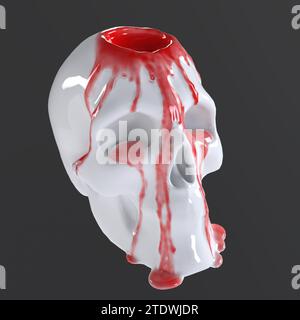 Bloody Skull isoliert auf weißem Hintergrund Stockfoto