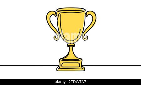 Durchgehende Einzeichenzeichnung des Trophäenpokals-Wettbewerbs. Trophäe Cup Linie Art Vektor Illustration. Bearbeitbare Kontur. Stock Vektor