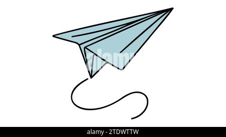 Durchgehende Linie Papier Flugzeug, Flugzeug Vektor Kunst Hintergrund. Stock Vektor