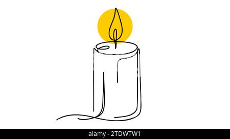 Durchgehend eine Linie, die Kerze brennt. Stock Vektor