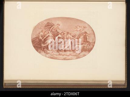 Aurora führt das Auto von Apollo, William Baillie, nach Guido Reni (1753–1810) Apollo de Zonnegod ist auf seinem Auto, das von vier Pferden nach vorne gezogen wird. Aurora zeigt die Straße. Ein Putto mit einer Taschenlampe schwimmt für das Auto. Der Ausdruck ist Teil eines Albums. Apollo de Zonnegod ist auf seinem Auto, das von vier Pferden vorgezogen wird. Aurora zeigt die Straße. Ein Putto mit einer Taschenlampe schwimmt für das Auto. Der Ausdruck ist Teil eines Albums. Papierätzung Stockfoto