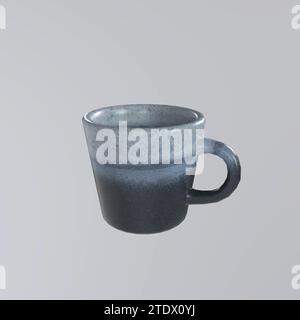 Alte Tasse isoliert auf weißem Hintergrund Stockfoto