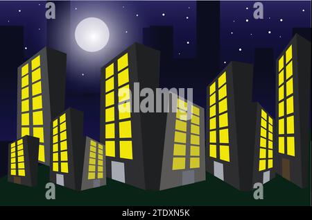 Vektor Nachtstadt Landschaft Stock Vektor