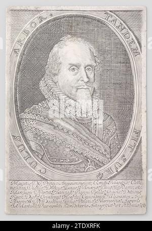 Porträt von Prinz Maurits van Nassau, Anonym, um 1625 - um 1675 Silberstich von Prinz Maurits van Nassau, Prinz von Orange, Stadholder. Mit einer Inschrift um: Tandem Fit Surculus Arbor. In lateinischer Sprache sind Titel enthalten. Hängegehäuse für BK-NM-197. Niederlande Silber (Metall) Porträt auf Silber graviert von Prinz Maurits van Nassau, Prinz von Orange, Stadholder. Mit einer Inschrift um: Tandem Fit Surculus Arbor. In lateinischer Sprache sind Titel enthalten. Hängegehäuse für BK-NM-197. Niederlande Silber (Metall) Stockfoto