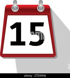 15 einfaches Kalendersymbol auf weißem Hintergrund Stock Vektor