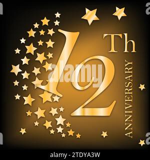 Goldenes Premium-Abzeichen zum 12. Jahrestag Stock Vektor