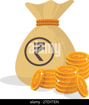 Rupiensymbol Indisches Währungssymbol Münze Geld Bank Vektor Stock Vektor