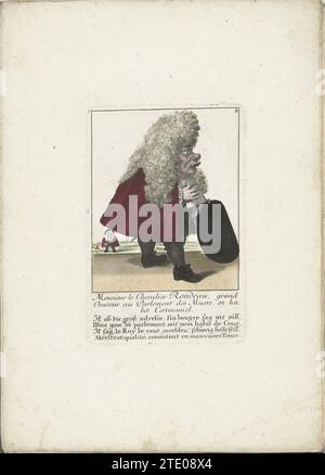 De kleine Mens Chevalier Rondeau als Parlamentsabgeordneter, CA. 1710, 1705 - 1715 der kleine Mann Chevalier Rondeau als parlamentsabgeordneter mit dem Hut in der Hand. In der Überschrift unter dem Titel ein vierzeiliger Vers auf Deutsch. Rechts oben nummeriert: 6. Teil einer losen Ausgabe aus der Zeit um 1710 einer Serie von Karikaturen kleiner Menschen, bekannt als Zwergton. Augsburger Papiergravur des kleinen Mannes Chevalier Rondeau als parlamentsabgeordneter, mit dem Hut in der Hand. In der Überschrift unter dem Titel ein vierzeiliger Vers auf Deutsch. Rechts oben nummeriert: 6. Teil eines losen -Leaves Stockfoto
