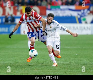 Madrid, 2. März 2014. Spieltag 26 der Liga. Atletico de Madrid - Real Madrid. Im Bild: Carvajal und Diego Costa. Foto: Ignacio Gil.Archdc. Quelle: Album / Archivo ABC / Ignacio Gil Stockfoto