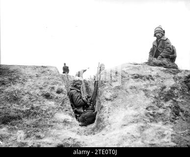 Balkankrieg, November 1912. Bulgarische Schützengräben bei Haden Keni, erste Verteidigungslinie in Richtung Konstantinopel. Quelle: Album / Archivo ABC / Illustrations Bureau Stockfoto