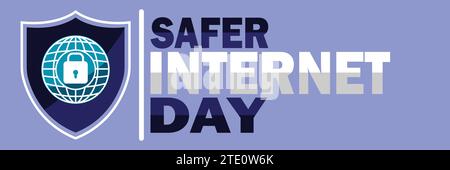 Vektor-Illustration für den Tag des sicheren Internets. Urlaubskonzept. Vorlage für Hintergrund, Banner, Karte, Poster mit Textbeschriftung. Stock Vektor