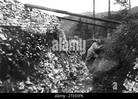 08/31/1915. Der Kampf an der italienisch-österreichischen Grenze. Ein österreichisch-ungarischer Außenposten in den Tiroler Bergen. Foto: Azest - ungefähres Datum. Quelle: Album/Archivo ABC Stockfoto