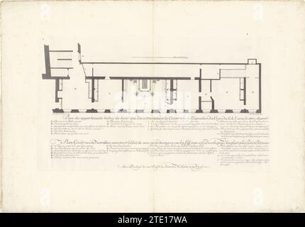 Karte der Zimmer, die zum Parkbett von Prinz Wilhelm IV. Führen, 1751, Jan Punt, nach Pieter de Swart, 1752 Karte der Zimmer des Stadhouderlijke Hofes in den Haag, die Besucher mussten laufen, um den Platz mit dem Stegbett von Prinz Wilhelm IV., 1751, zu erreichen. Ein Teil der Serie von vier Platten des Past Bed, auf dem Prinz, der am 22. Oktober Wilhelm IV. Starb, wurde im November und Dezember des Jahres 1751 angelegt. Druckerei: AmsterdamAfter Zeichnung von: Der Haguepublisher: AmsterdamThe Haager Papierätzung / Gravur Stadholder Karte der Räume des Stadhouderlijke Hofes in Stockfoto