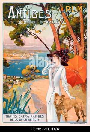 Antibes Cote d'Azur - die französische Riviera - (P.L.M., ca. 1910) französisches Reiseposter - David Dellepiane Kunstwerk. Stockfoto