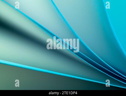 Blätter gefaltetes Papier, fotografiert mit zwei separaten Blitzen und mit farbigen Gelen, um die Farbe hinzuzufügen Stockfoto