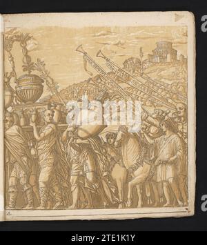 TRIOMFTOCHT van Julius Caesar, Andrea Andreani, nach Bernardo Malpizzi, nach Andrea Mantegna, 1599 unten links nummeriert: 4. Der Ausdruck ist Teil eines Albums. Druckerei: Italien Zeichnung von: MantuaAfter Malerei von: Mantua Papier nummeriert unten links: 4. Der Ausdruck ist Teil eines Albums. Druckerei: Italien Zeichnung von: MantuaAfter Malerei von: Mantua Papier Stockfoto