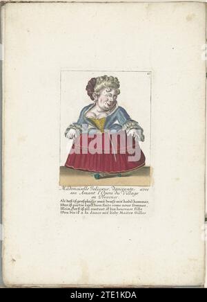 Eine kleine Person wie die französische Mademoiselle Joliceur, CA. 1710, 1705 - 1715 Eine kleine Person wie die französische Mademoiselle Joloeur. In der Überschrift unter dem Titel ein vierzeiliger Vers auf Deutsch. Oben rechts nummeriert: 21. Teil einer losen Ausgabe aus der Zeit um 1710 einer Serie von Karikaturen kleiner Menschen, bekannt als Zwergton. Augsburger Papiergravur Eine kleine Person wie die französische Mademoiselle Joloeur. In der Überschrift unter dem Titel ein vierzeiliger Vers auf Deutsch. Oben rechts nummeriert: 21. Teil einer lose-Blatt-Ausgabe aus der Zeit um 1710 einer Serie von Karikaturen kleiner Stockfoto