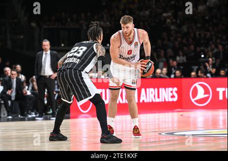 Bologna, Lombardei, Italien. Dezember 2023. 0 THOMAS WALKUP von Olympiacos Piräus während der Euroleague, Runde 15, Spiel zwischen Virtus Segafredo Bologna und Olympiacos Piräus in der Virtus Segafredo Arena am 19. Dezember 2023 in Bologna, Italien. (Kreditbild: © Stefanos Kyriazis/ZUMA Press Wire) NUR REDAKTIONELLE VERWENDUNG! Nicht für kommerzielle ZWECKE! Stockfoto