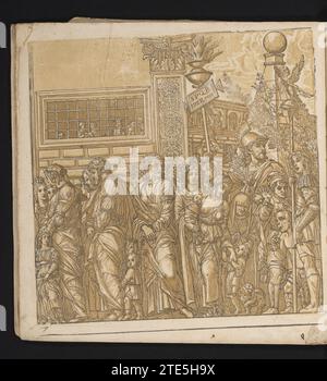 TRIOMFTOCHT van Julius Caesar, Andrea Andreani, nach Bernardo Malpizzi, nach Andrea Mantegna, 1599 unten links: 7. Der Ausdruck ist Teil eines Albums. Druckerei: Italien Zeichnung von: MantuaAfter Malerei von: Mantua Papier nummeriert unten links: 7. Der Ausdruck ist Teil eines Albums. Druckerei: Italien Zeichnung von: MantuaAfter Malerei von: Mantua Papier Stockfoto