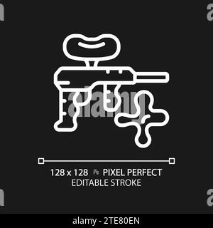 2D dünne Pixel perfekt einfaches weißes Paintball-Symbol Stock Vektor