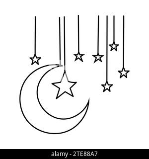 Hand gezeichnete Mondsichel-Linie Kunst, Vektor-Illustration für Ramadan-Konzept. Stock Vektor