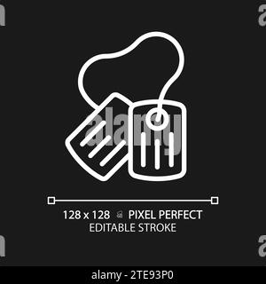 2D dünne Pixel perfekt einfaches White Dog Tag Symbol Stock Vektor