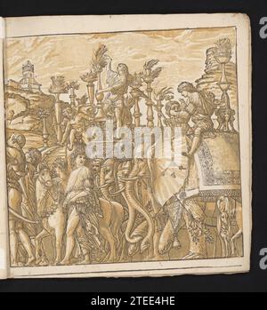 TRIOMFTOCHT van Julius Caesar, Andrea Andreani, nach Bernardo Malpizzi, nach Andrea Mantegna, 1599 der Druck ist Teil eines Albums. Druckerei: Italien Zeichnung von: MantuaAfter Malerei von: Mantua Paper der Druck ist Teil eines Albums. Druckerei: Italien Zeichnung von: MantuaAfter Malerei von: Mantua Papier Stockfoto