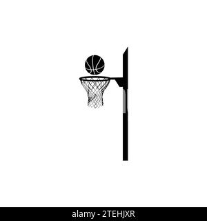 Symbole für Basketball, die flach sind. Sportsymbole in weiß und Schwarz. Basketbälle in Vektorform. Stock Vektor