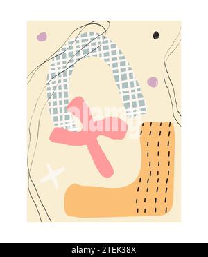 Modisches Poster mit abstrakten grafischen Formen auf beigefarbenem Hintergrund. Minimalistische Formen im Stil moderner Kunst. Geometrische Poster im trendigen Retro-Look Stock Vektor