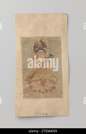 Buddha mit Ruyi in der Hand, sitzend auf einem Lotus, anonym, 1600 - 1699 China Seidenteppich / Kesi China Seidenteppich / Kesi Stockfoto