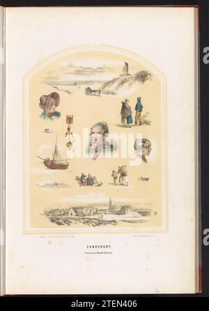 Traditional Trading Van Zandvoort in Noord-Holland, 1857, 1857 Tracht und Gesichter des Ortes Zandvoort in der Provinz Noord-Holland. Ein Fischer mit zwei Fischerfrauen. Illustration in einem Buch von 1857 mit 56 Aufzeichnungen niederländischer Trachten. Druckerei: Niederlandsprinter: Niederlandspublischer: Amsterdamer Papier Zandvoort traditionelle Tracht und Gesichter des Ortes Zandvoort in der Provinz Noord-Holland. Ein Fischer mit zwei Fischerfrauen. Illustration in einem Buch von 1857 mit 56 Aufzeichnungen niederländischer Trachten. Druckerei: Niederlande Stockfoto