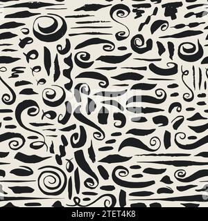 Nahtloses Muster mit Tinte brushe Striche. Handbemalter Pinsel verwischen die Textur. Grafikdesign-Element für Websites, stationäre Drucksachen, Stoff, SCR Stock Vektor