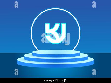 Blaues KJ-Logo-Zeichen. Vektor-Logo für Unternehmen. Stock Vektor