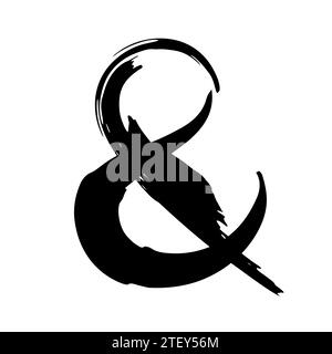 Handgezeichnetes Ampersand-Symbol, handbemalt mit Tintenpinsel. Vektorgrafik Stock Vektor