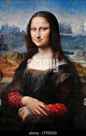 Mona Lisa, ca. 1503-6 (Gemälde) des Künstlers Vinci, Leonardo da (1452-1519) (Kreis von) / Italienisch. Stock Vektor