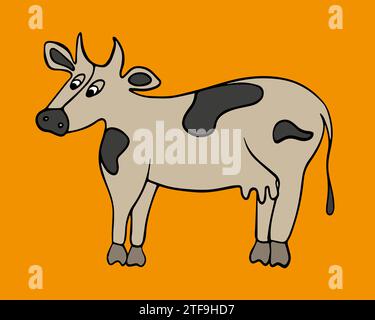 Vektor-isolierte Illustration einer Cartoon-Kuh. PET zum Drucken. Stock Vektor