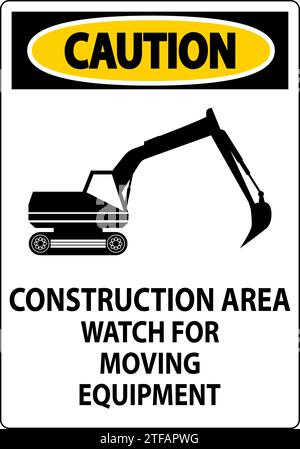 Warnschild Baubereich – Auf Bewegliche Geräte Achten Stock Vektor