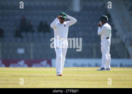 Bangladeshi Test Cricketspieler Zakir Hasan während des Bangladesch-Neuseeland First Test Day 3 im Sylhet International Cricket Stadium, Lakkatura, Banglade Stockfoto