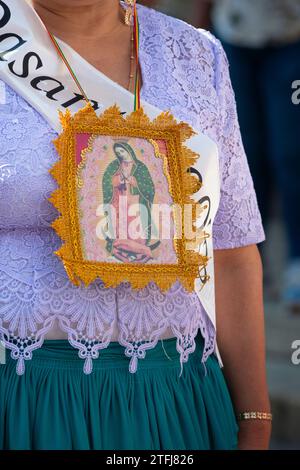 09.09.2023- Italien, Lombardei, Crema, Bolivianische Gemeinschaft feiern während der Jungfrau von Guadalupe Stockfoto