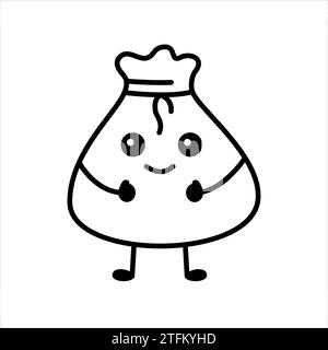 Santa Claus rote Tasche Emoticon Farbenelement. Comic Happy Charakter. Maskottchen der Emotionen. Frohes neues Jahr. Stock Vektor
