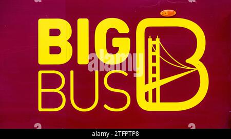 Hop-On-Hop-Off-Bus-Logo Am Union Square San Francisco Pride Weekend 24. Juni 2023 Big Bus Stockfoto